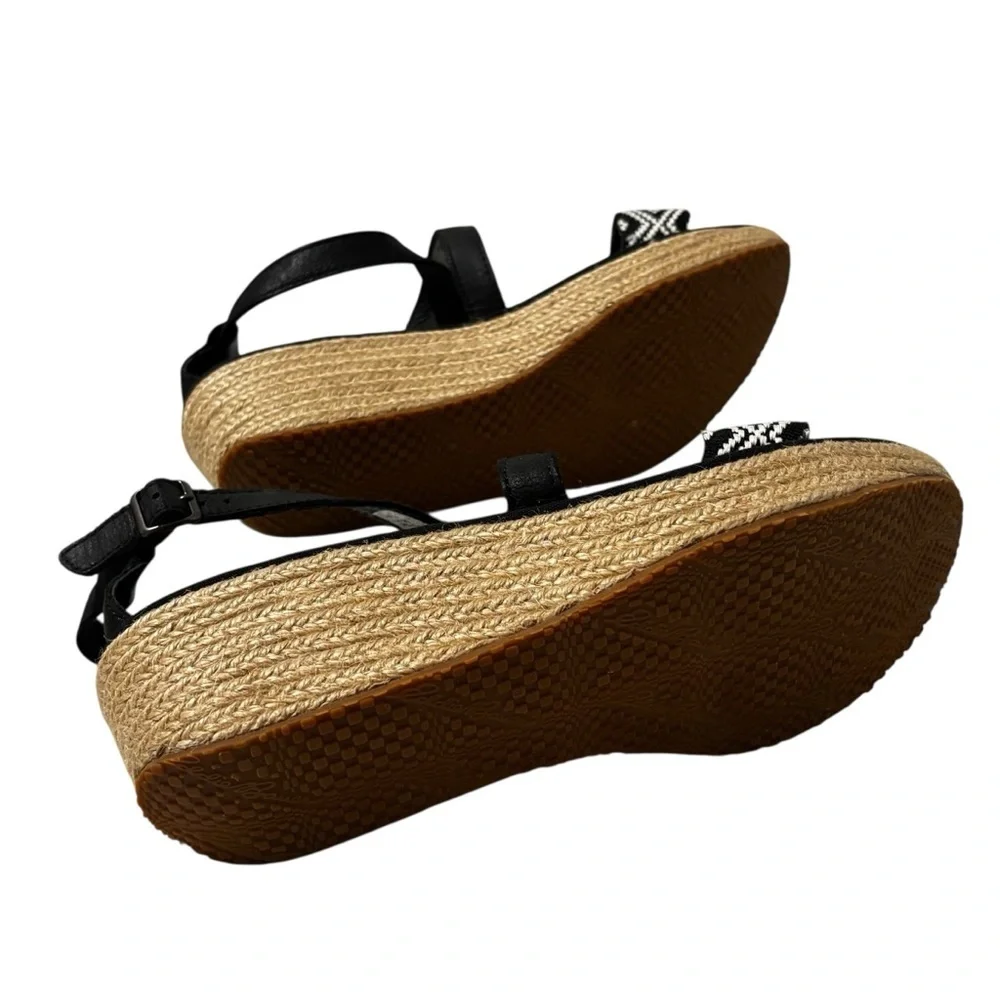 Black Wedge Sandals with Beaded Accent